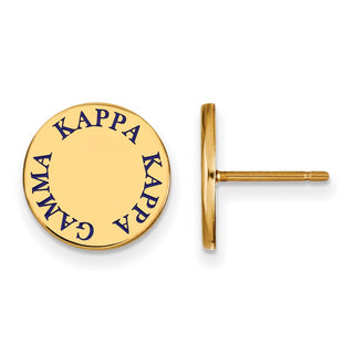 Sterling Silver Gold-plated LogoArt Kappa Kappa Gamma Sorority Text Color Enamel Post Earrings GP020KKG