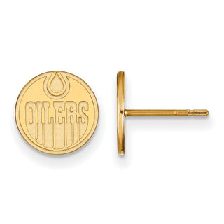 Sterling Silver Gold-plated NHL LogoArt Edmonton Oilers Extra Small Post Earrings