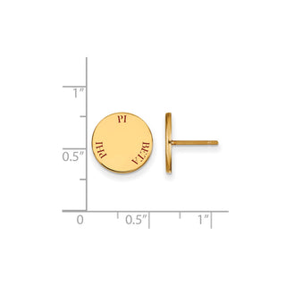 Sterling Silver Gold-plated LogoArt Pi Beta Phi Sorority Text Color Enamel Post Earrings GP020PBP