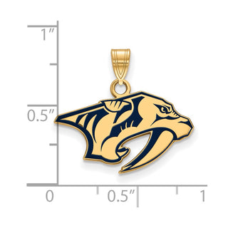 Sterling Silver Gold-plated NHL LogoArt Nashville Predators Small Enameled Pendant