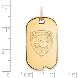 Sterling Silver Gold-plated NHL LogoArt Florida Panthers Small Dog Tag Pendant