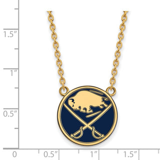 Sterling Silver Gold-plated NHL LogoArt Buffalo Sabres Large Enameled Pendant 18 inch Necklace