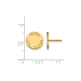 Sterling Silver Gold-plated LogoArt Sigma Delta Tau Sorority Text Color Enamel Post Earrings GP020SDT