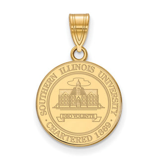 Sterling Silver Gold-plated LogoArt Southern Illinois University Medium Crest Pendant