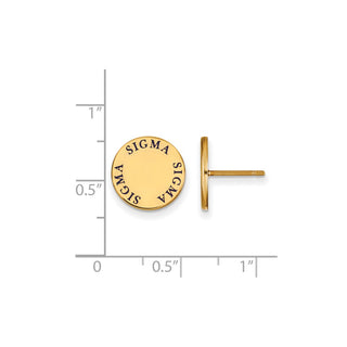 Sterling Silver Gold-plated LogoArt Sigma Sigma Sigma Sorority Text Color Enamel Post Earrings GP020SSS