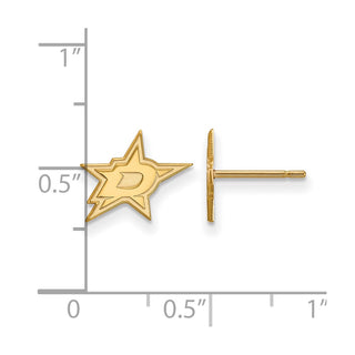 Sterling Silver Gold-plated NHL LogoArt Dallas Stars Extra Small Post Earrings