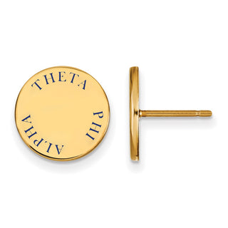 Sterling Silver Gold-plated LogoArt Theta Phi Alpha Sorority Text Color Enamel Post Earrings GP020TPA