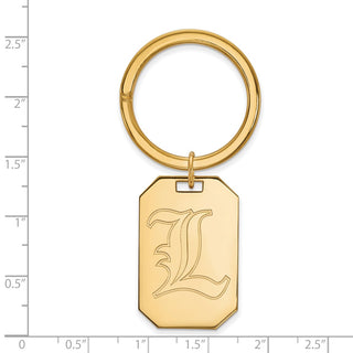 Sterling Silver Gold-plated LogoArt University of Louisville Letter L Key Ring