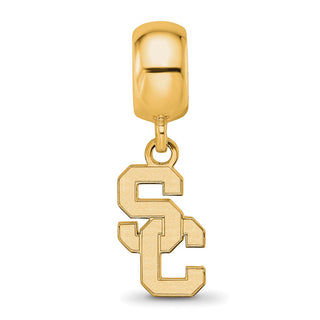 Sterling Silver Gold-plated LogoArt University of Southern California S-C Small Dangle Bead Charm