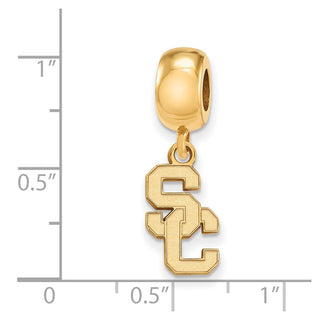Sterling Silver Gold-plated LogoArt University of Southern California S-C Small Dangle Bead Charm