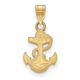 Sterling Silver Gold-plated LogoArt US Naval Academy Anchor Small Pendant