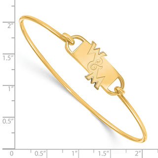 Sterling Silver Gold-plated LogoArt College of William and Mary Small Center 7 inch Wire Bangle Bracelet