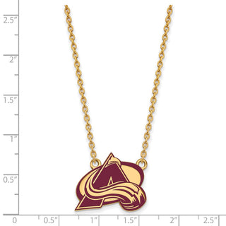 Sterling Silver Gold-plated NHL LogoArt Colorado Avalanche Letter A Large Enameled Pendant 18 inch Necklace