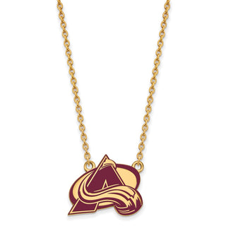 Sterling Silver Gold-plated NHL LogoArt Colorado Avalanche Letter A Large Enameled Pendant 18 inch Necklace