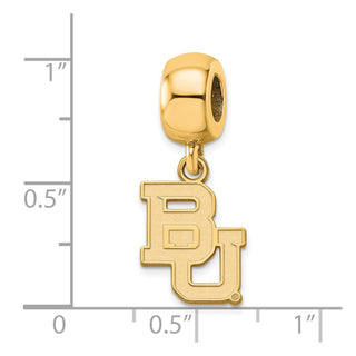 Sterling Silver Gold-plated LogoArt Baylor University Bears Small Dangle Bead Charm