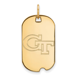 Sterling Silver Gold-plated LogoArt Georgia Institute of Technology G-T Small Dog Tag Pendant