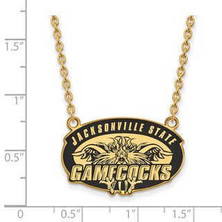 Sterling Silver Gold-plated LogoArt Jacksonville State U. Large Enameled Pendant 18 inch Necklace