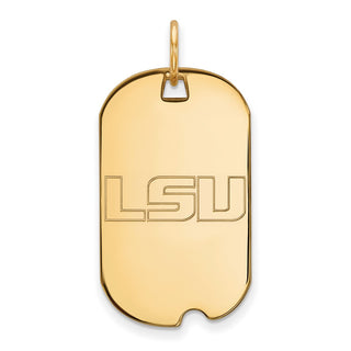 Sterling Silver Gold-plated LogoArt Louisiana State University L-S-U Small Dog Tag Pendant