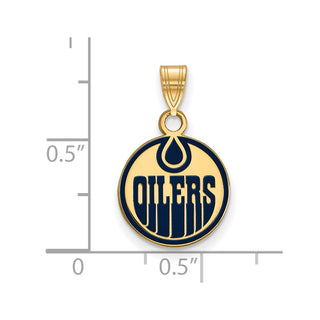 Sterling Silver Gold-plated NHL LogoArt Edmonton Oilers Small Enameled Pendant