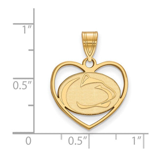 Sterling Silver Gold-plated LogoArt Penn State University Lion Heart Pendant