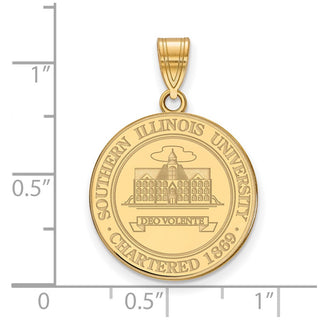 Sterling Silver Gold-plated LogoArt Southern Illinois University Large Crest Pendant
