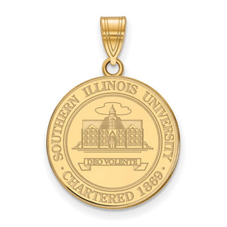 Sterling Silver Gold-plated LogoArt Southern Illinois University Large Crest Pendant