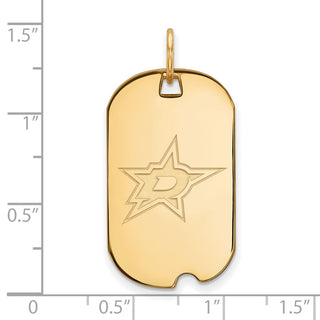 Sterling Silver Gold-plated NHL LogoArt Dallas Stars Small Dog Tag Pendant