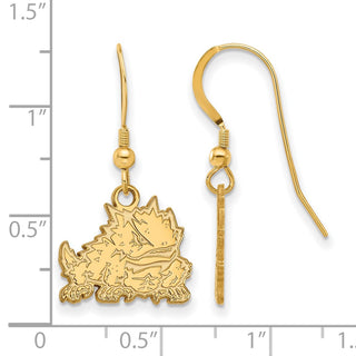 Sterling Silver Gold-plated LogoArt Texas Christian University Horned Frog Small Dangle Wire Earrings