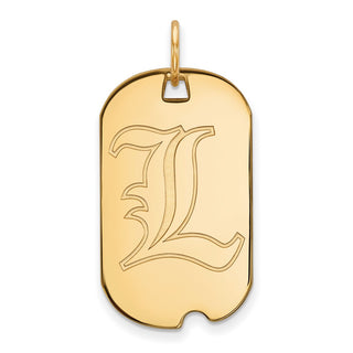 14k Gold LogoArt University of Louisville Letter L Small Dog Tag Pendant