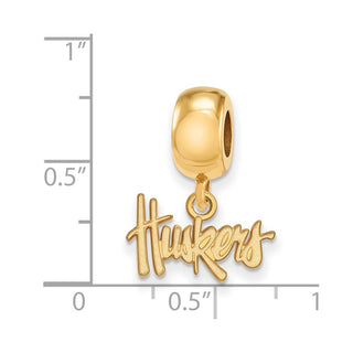 Sterling Silver Gold-plated LogoArt University of Nebraska Huskers Extra Small Dangle Bead Charm