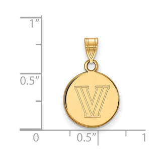 10k Gold LogoArt Villanova University Letter V Small Disc Pendant