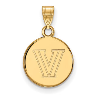 Sterling Silver Gold-plated LogoArt Villanova University Letter V Small Disc Pendant