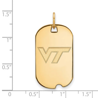 14k Gold LogoArt Virginia Tech V-T Small Dog Tag Pendant