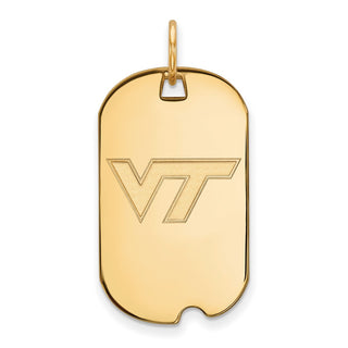 14k Gold LogoArt Virginia Tech V-T Small Dog Tag Pendant