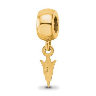 Sterling Silver Gold-plated LogoArt Arizona State University Pitchfork Extra Small Dangle Bead Charm