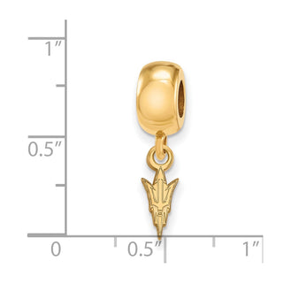Sterling Silver Gold-plated LogoArt Arizona State University Pitchfork Extra Small Dangle Bead Charm