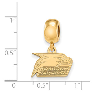 Sterling Silver Gold-plated LogoArt Georgia Southern University Eagle Extra Small Dangle Bead Charm