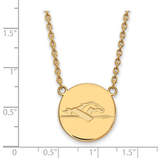 Sterling Silver Gold-plated LogoArt Longwood University Horse Large Disc Pendant 18 inch Necklace