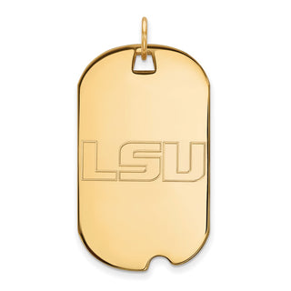 Sterling Silver Gold-plated LogoArt Louisiana State University L-S-U Large Dog Tag Pendant