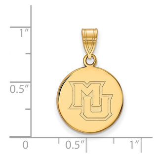 10k Gold LogoArt Marquette University M-U Medium Disc Pendant