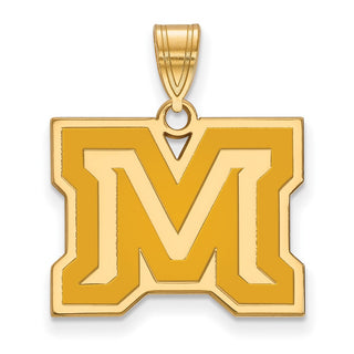 Sterling Silver Gold-plated LogoArt Montana State University Letter M Medium Enameled Pendant