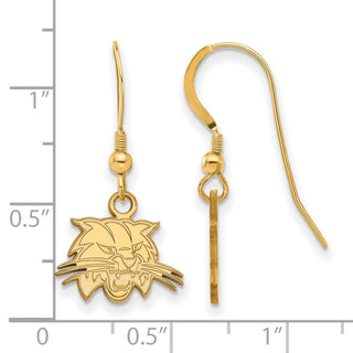 Sterling Silver Gold-plated LogoArt Ohio University Bobcat Extra Small Dangle Wire Earrings