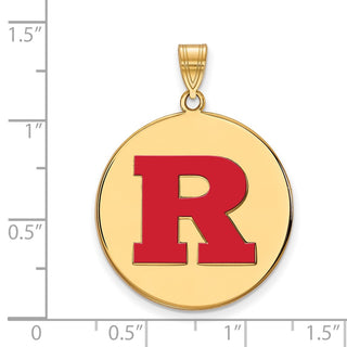 Sterling Silver Gold-plated LogoArt Rutgers University Letter R Extra Large Enameled Disc Pendant