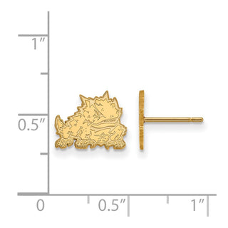 14k Gold LogoArt Texas Christian University Horned Frog Extra Small Post Earrings
