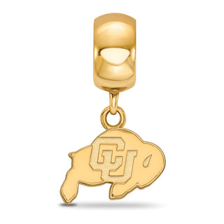 Sterling Silver Gold-plated LogoArt University of Colorado Buffalo Extra Small Dangle Bead Charm