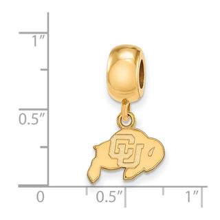 Sterling Silver Gold-plated LogoArt University of Colorado Buffalo Extra Small Dangle Bead Charm