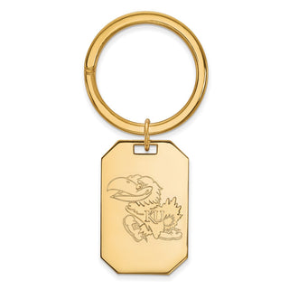 Sterling Silver Gold-plated LogoArt University of Kansas Jayhawk Key Ring
