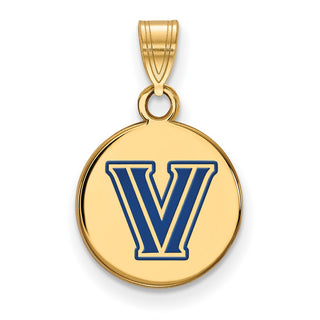 Sterling Silver Gold-plated LogoArt Villanova University Letter V Small Enameled Disc Pendant