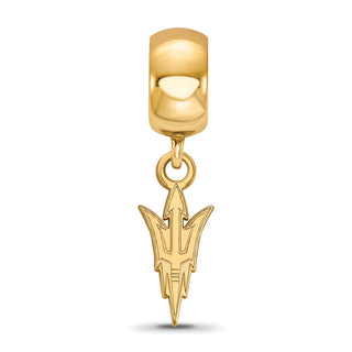 Sterling Silver Gold-plated LogoArt Arizona State University Pitchfork Small Dangle Bead Charm