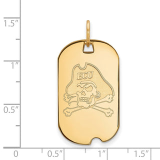 10k Gold LogoArt East Carolina University Pirate Small Dog Tag Pendant
